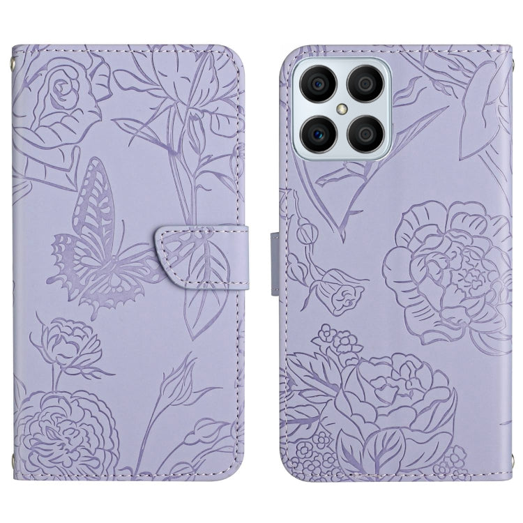 Custodia in pelle goffrata con peonia per Honor Magic4 Lite 5G, Honor X8 e