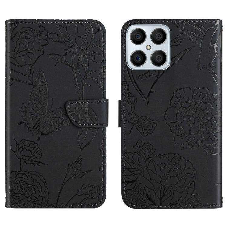 Custodia in pelle goffrata con peonia per Honor Magic4 Lite 5G, Honor X8 e