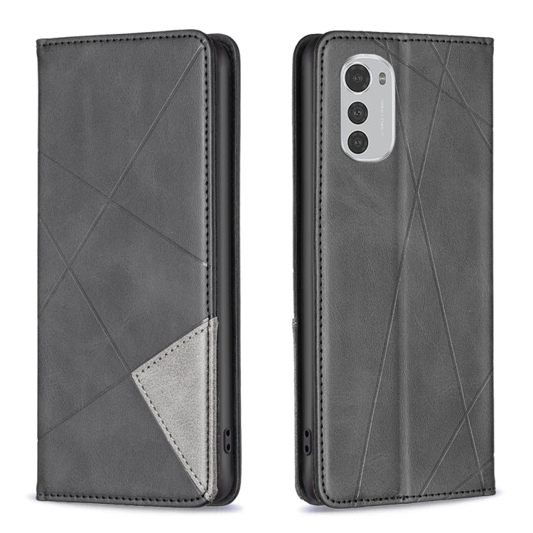 Custodia in pelle magnetica prismatica per Motorola Moto E32 4G, Moto E32s e