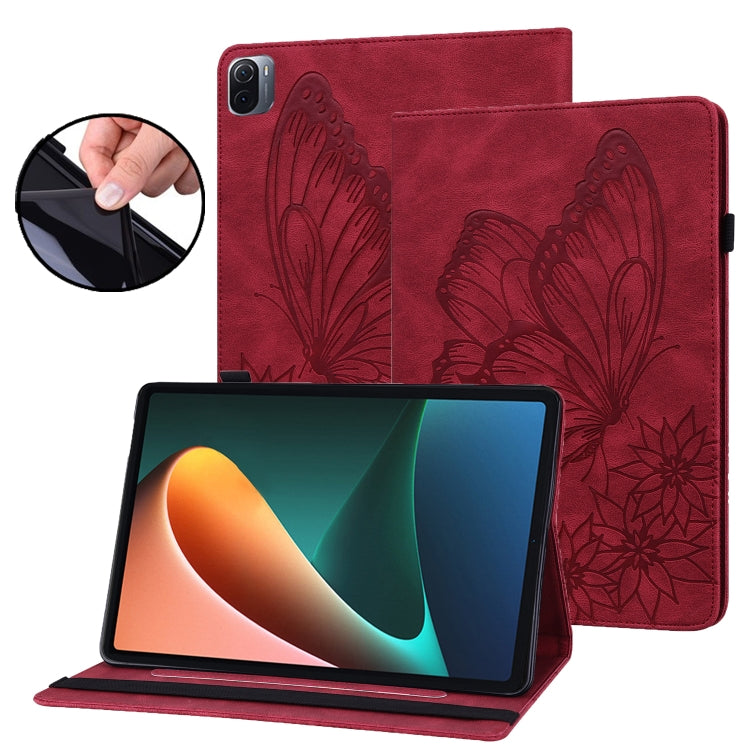Custodia per tablet in pelle goffrata con farfalla grande per Xiaomi Pad 5 e