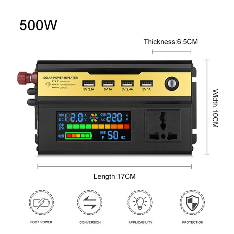 Inverter auto 500W con display digitale 12V 24V 48V