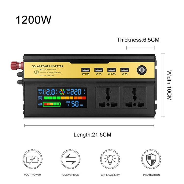 Inverter auto 1200W 12V 24V 48V con display digitale