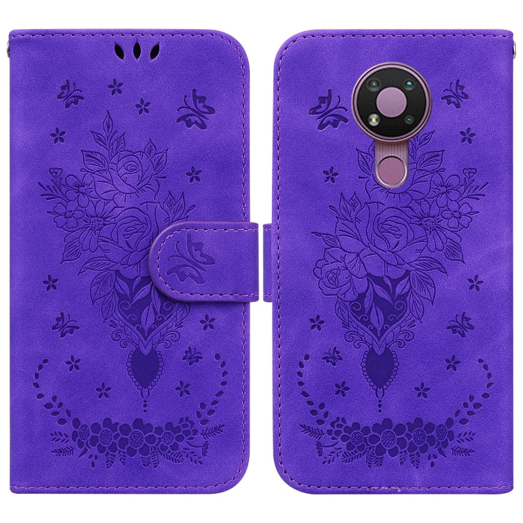 Custodia in pelle goffrata farfalla per Nokia 3.4, 6.2 / 7.2, G10 / G20 e X10 /