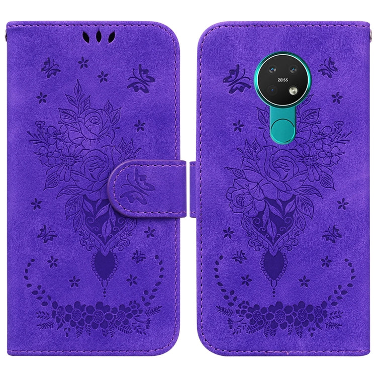 Custodia in pelle goffrata farfalla per Nokia 3.4, 6.2 / 7.2, G10 / G20 e X10 /
