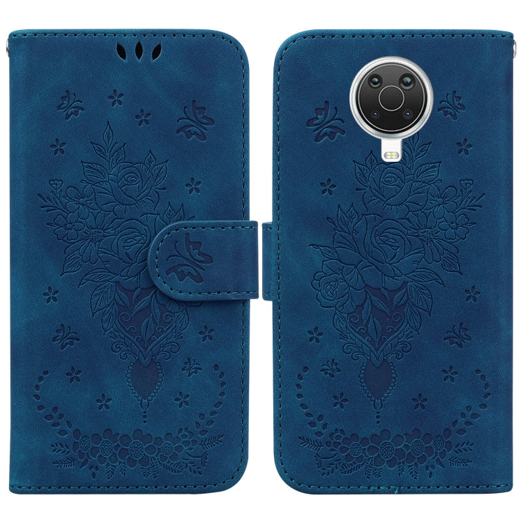 Custodia in pelle goffrata farfalla per Nokia 3.4, 6.2 / 7.2, G10 / G20 e X10 /