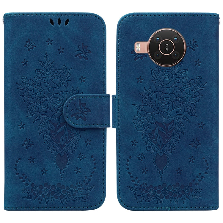 Custodia in pelle goffrata farfalla per Nokia 3.4, 6.2 / 7.2, G10 / G20 e X10 /