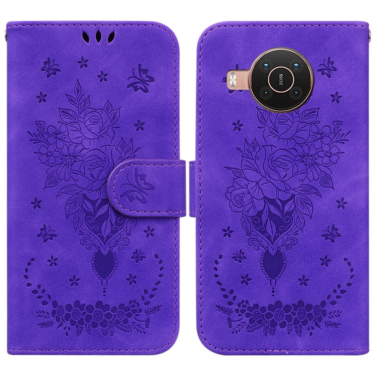 Custodia in pelle goffrata farfalla per Nokia 3.4, 6.2 / 7.2, G10 / G20 e X10 /