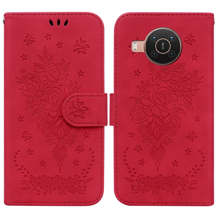Custodia in pelle goffrata farfalla per Nokia 3.4, 6.2 / 7.2, G10 / G20 e X10 /