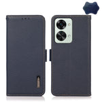 Custodia in vera pelle RFID con texture Litchi per OnePlus Nord 2T 5G
