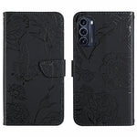 Custodia per cellulare in pelle goffrata con peonia a farfalla per Motorola Moto