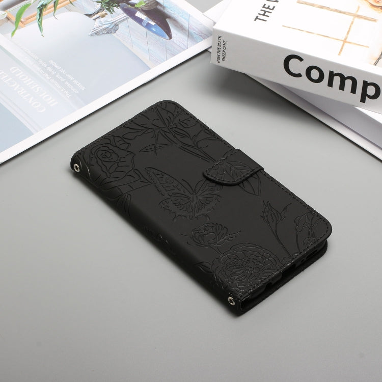 Custodia per cellulare in pelle goffrata con peonia a farfalla per Motorola Moto