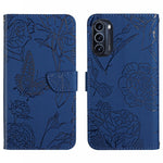 Custodia per cellulare in pelle goffrata con peonia a farfalla per Motorola Moto