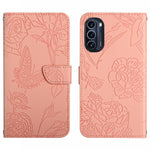 Custodia per cellulare in pelle goffrata con peonia a farfalla per Motorola Moto