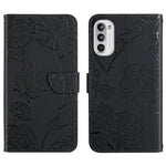Custodia per cellulare in pelle goffrata con peonia a farfalla per Motorola Moto