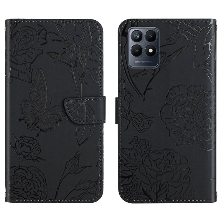 Custodia per cellulare in pelle goffrata con peonia a farfalla per Motorola Moto