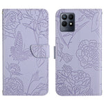 Custodia per cellulare in pelle goffrata con peonia a farfalla per Motorola Moto
