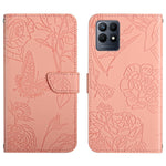 Custodia per cellulare in pelle goffrata con peonia a farfalla per Motorola Moto