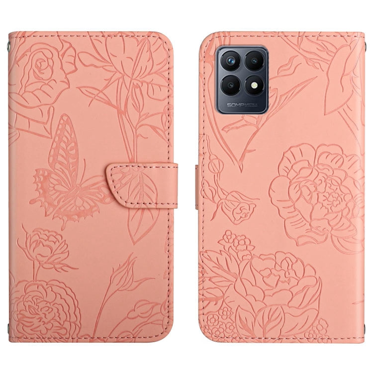 Custodia per cellulare in pelle goffrata con peonia a farfalla per Motorola Moto