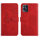 Custodia per cellulare in pelle goffrata con peonia a farfalla per Motorola Moto
