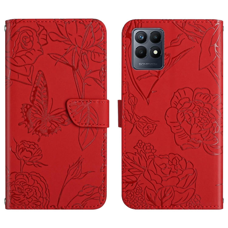 Custodia per cellulare in pelle goffrata con peonia a farfalla per Motorola Moto