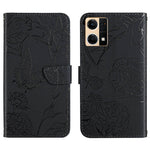 Custodia per cellulare in pelle goffrata con peonia a farfalla per Motorola Moto