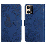 Custodia per cellulare in pelle goffrata con peonia a farfalla per Motorola Moto