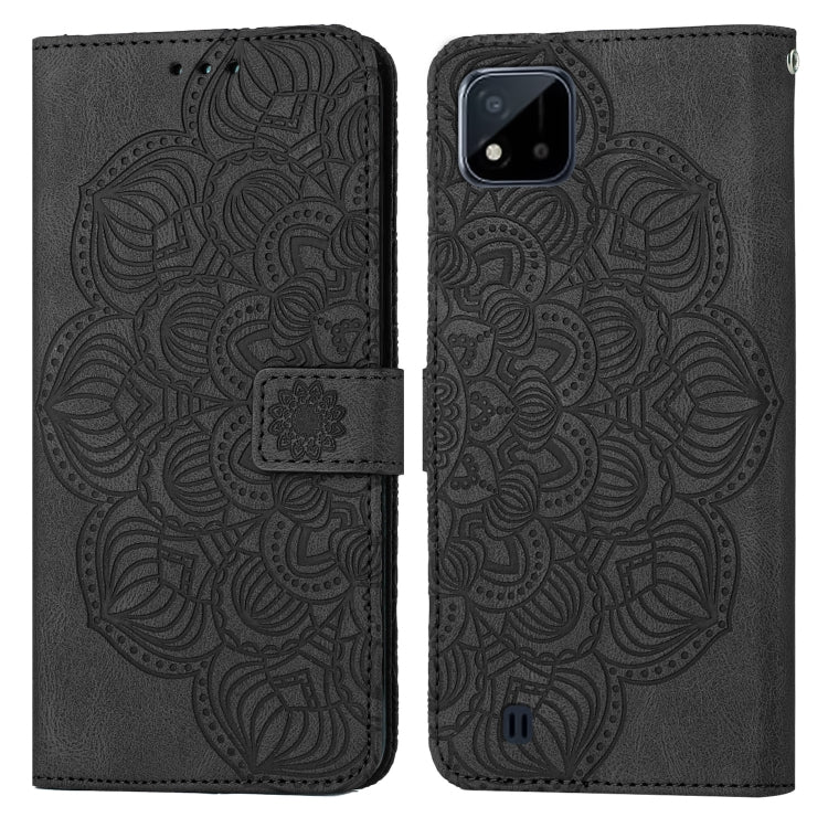 Custodia pelle flip goffrata con mandala per OPPO Realme C20, Realme C21, Reno6