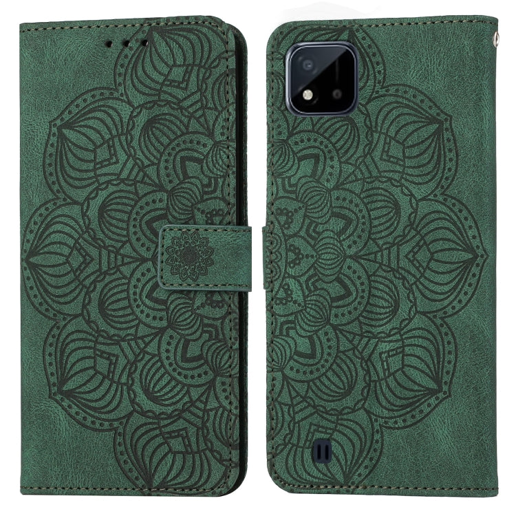 Custodia pelle flip goffrata con mandala per OPPO Realme C20, Realme C21, Reno6