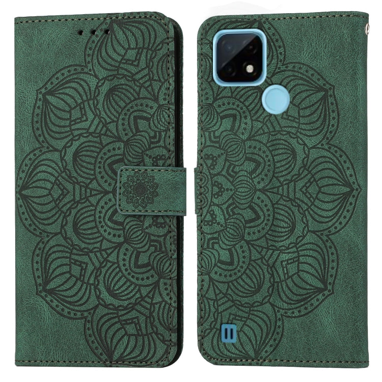 Custodia pelle flip goffrata con mandala per OPPO Realme C20, Realme C21, Reno6