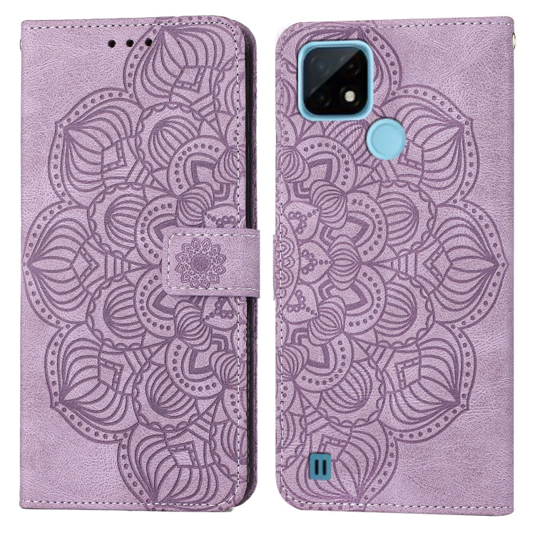 Custodia pelle flip goffrata con mandala per OPPO Realme C20, Realme C21, Reno6
