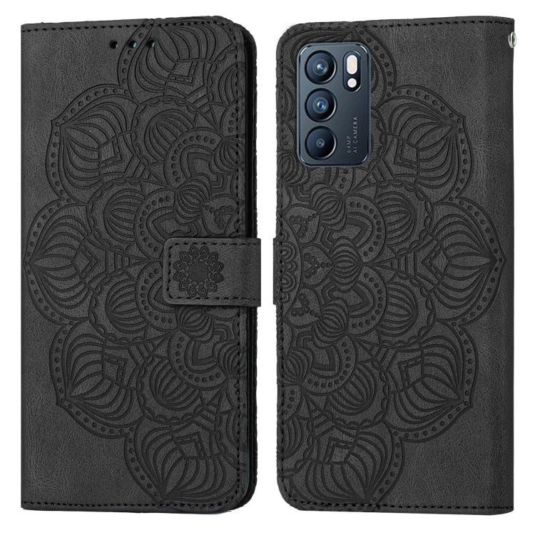 Custodia pelle flip goffrata con mandala per OPPO Realme C20, Realme C21, Reno6