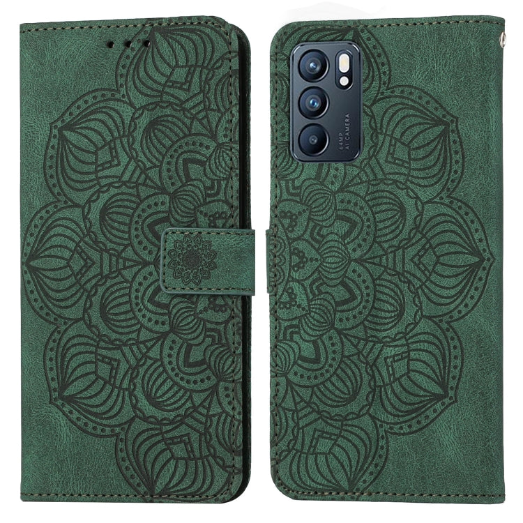 Custodia pelle flip goffrata con mandala per OPPO Realme C20, Realme C21, Reno6