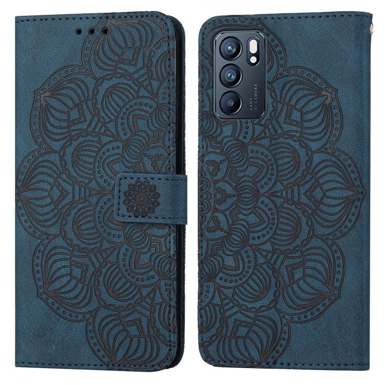 Custodia pelle flip goffrata con mandala per OPPO Realme C20, Realme C21, Reno6