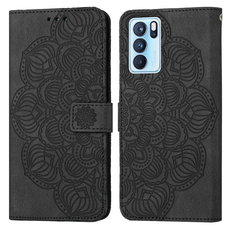 Custodia pelle flip goffrata con mandala per OPPO Realme C20, Realme C21, Reno6