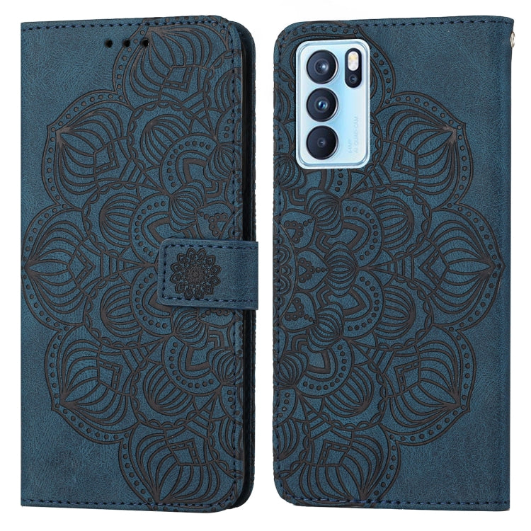 Custodia pelle flip goffrata con mandala per OPPO Realme C20, Realme C21, Reno6