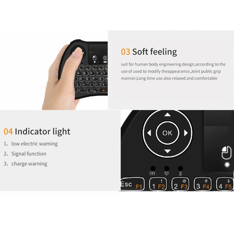 Tastiera wireless mini H9 2.4GHz con touchpad e retroilluminazion