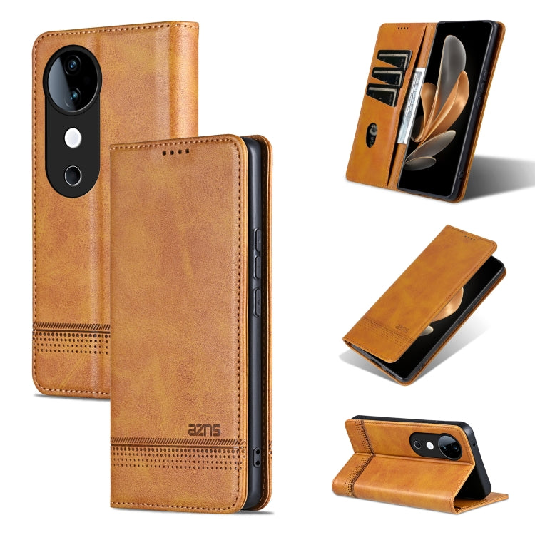 Custodia per telefono in pelle con texture di vitello magnetica AZNS, For vivo X200 Pro, For vivo Y300 Pro, For vivo S19 Pro, For vivo S19