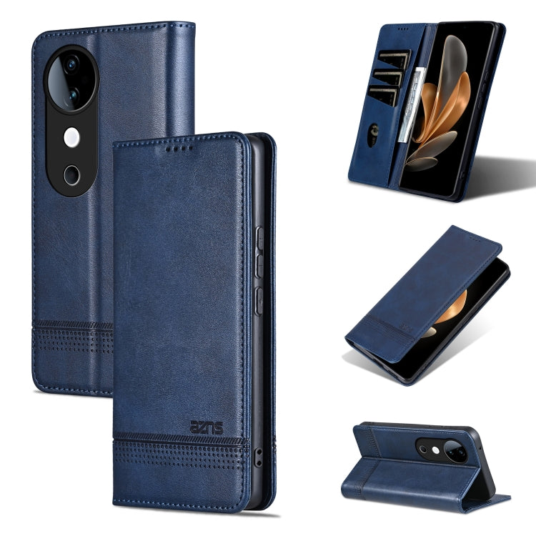 Custodia per telefono in pelle con texture di vitello magnetica AZNS, For vivo X200 Pro, For vivo Y300 Pro, For vivo S19 Pro, For vivo S19