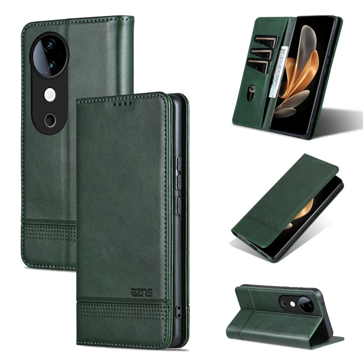 Custodia per telefono in pelle con texture di vitello magnetica AZNS, For vivo X200 Pro, For vivo Y300 Pro, For vivo S19 Pro, For vivo S19