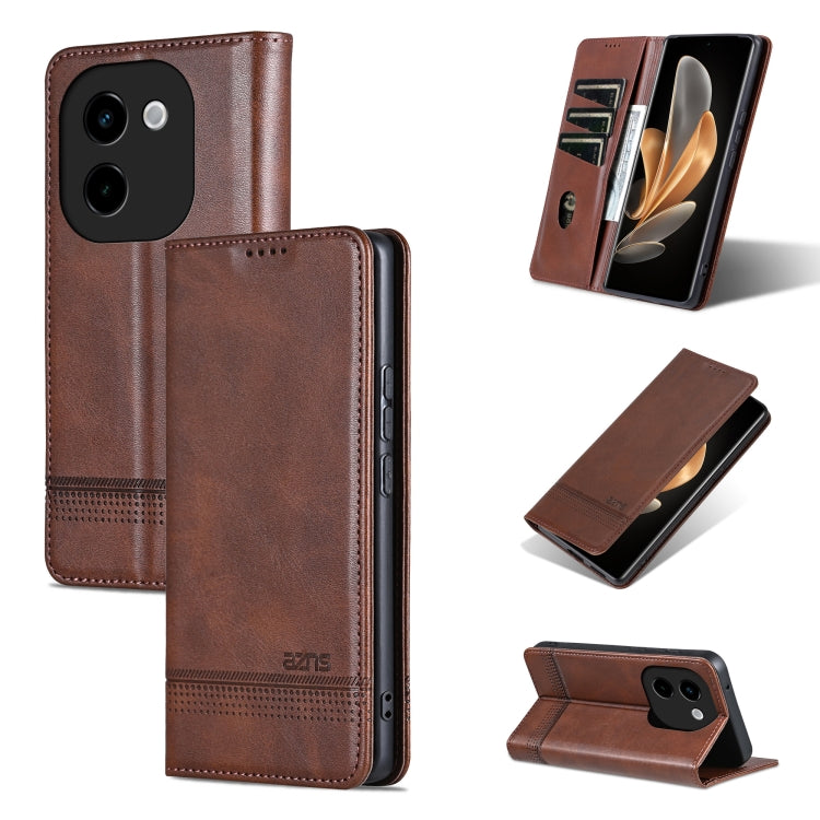 Custodia per telefono in pelle con texture di vitello magnetica AZNS, For vivo Y200 5G, For vivo Y36 Global, For vivo S17 Pro, For vivo S17