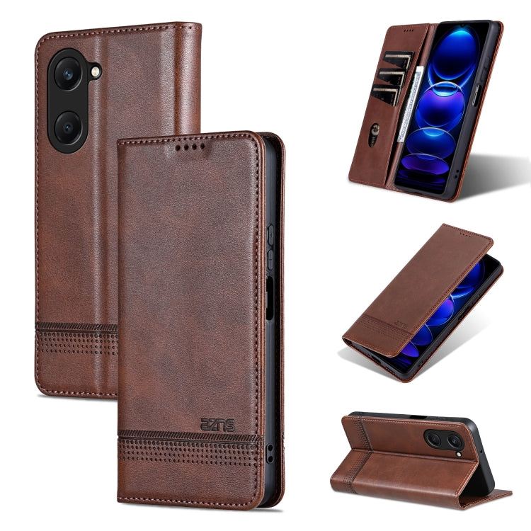 Custodia per telefono in pelle con texture di vitello magnetica AZNS, For vivo Y18 / Y18s, For vivo Y200i 5G/Y38/T3x, For vivo V30e, For vivo S18 Pro