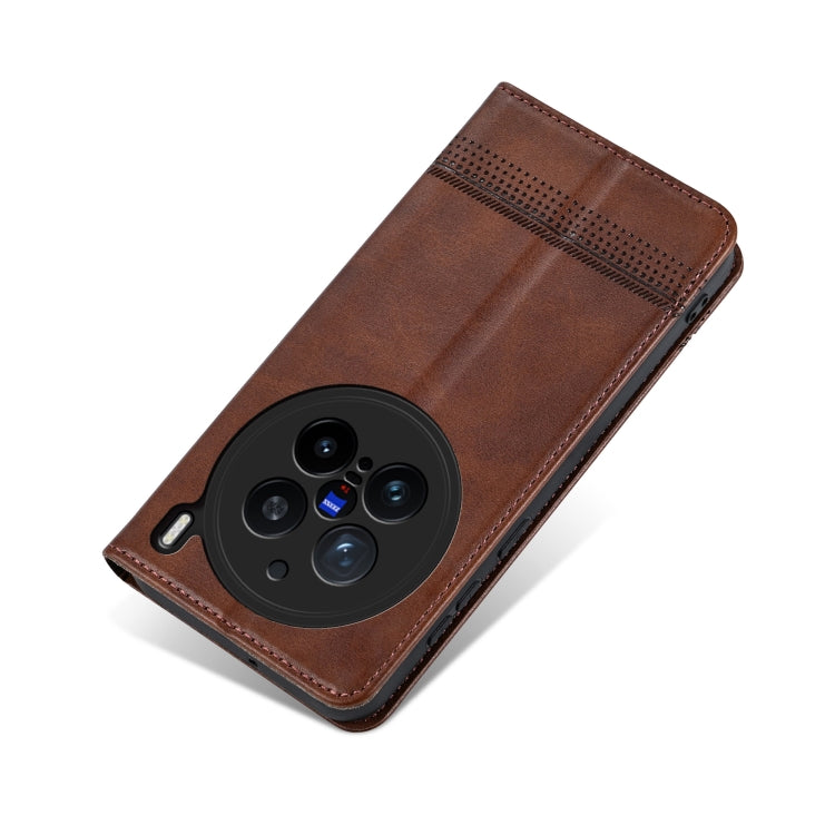 Custodia per telefono in pelle con texture di vitello magnetica AZNS, For vivo X200 Pro, For vivo Y300 Pro, For vivo S19 Pro, For vivo S19