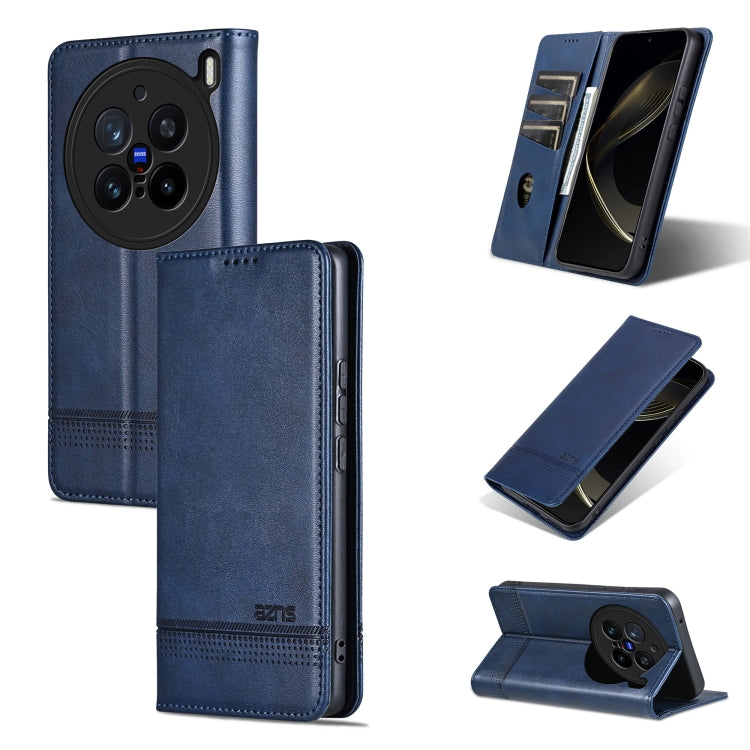 Custodia per telefono in pelle con texture di vitello magnetica AZNS, For vivo X200 Pro, For vivo Y300 Pro, For vivo S19 Pro, For vivo S19
