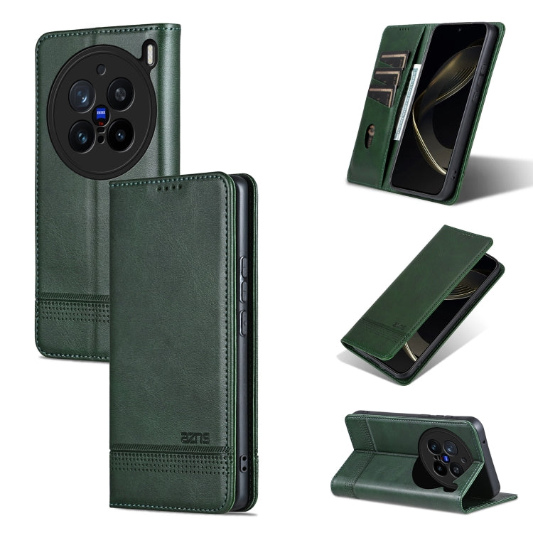 Custodia per telefono in pelle con texture di vitello magnetica AZNS, For vivo X200 Pro, For vivo Y300 Pro, For vivo S19 Pro, For vivo S19