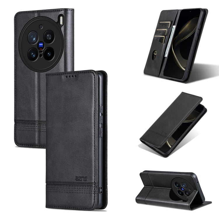 Custodia per telefono in pelle con texture di vitello magnetica AZNS, For vivo X200 Pro, For vivo Y300 Pro, For vivo S19 Pro, For vivo S19