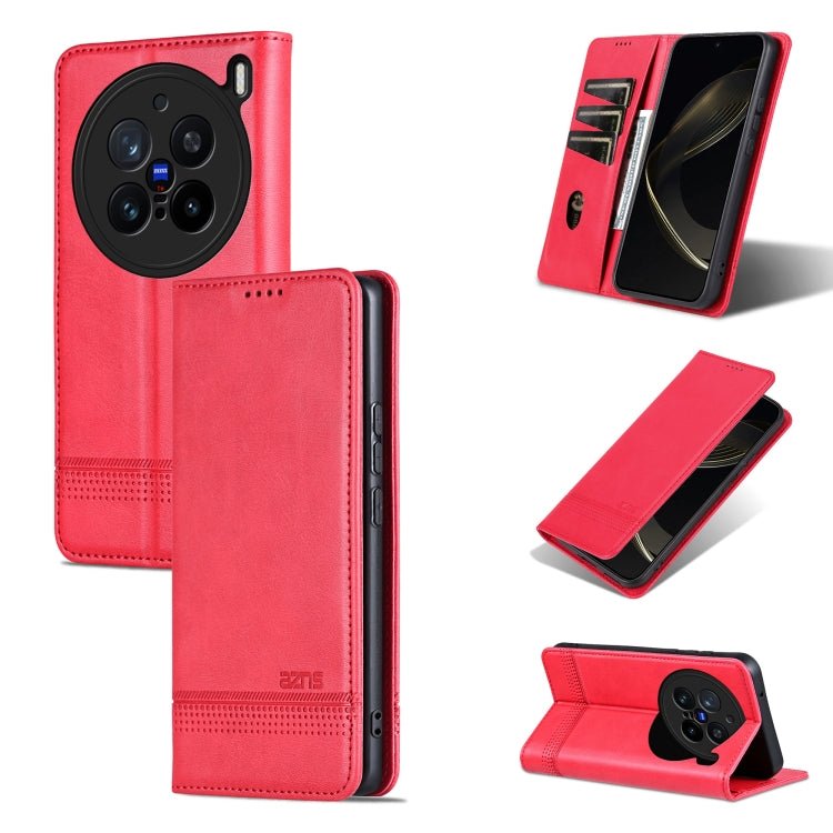 Custodia per telefono in pelle con texture di vitello magnetica AZNS, For vivo X200 Pro, For vivo Y300 Pro, For vivo S19 Pro, For vivo S19