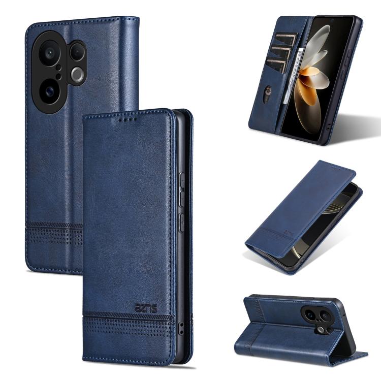 Custodia per telefono in pelle con texture di vitello magnetica AZNS, For vivo X300 E 5G, For vivo V60 Lite 5G, For vivo Y400 Pro 5G, For vivo S30 Pro mini
