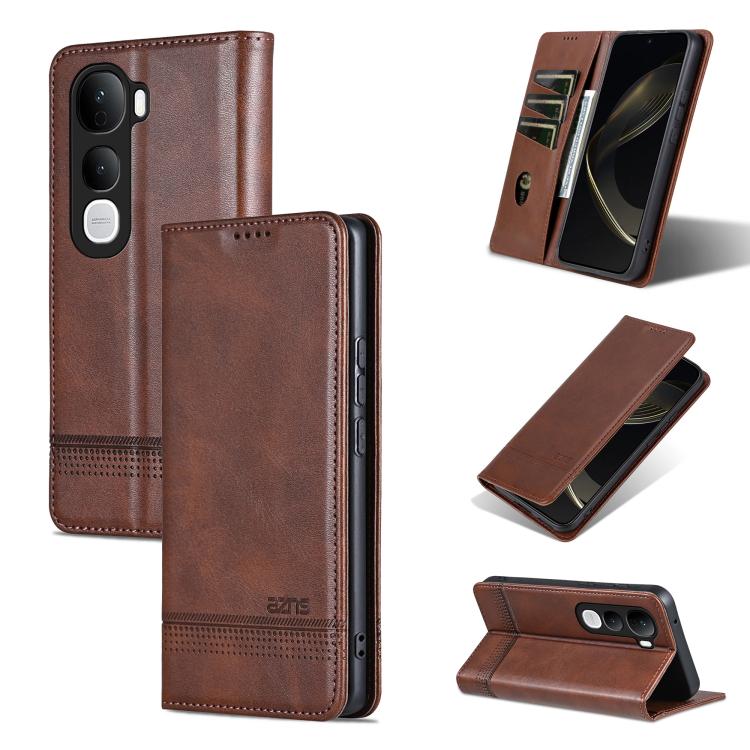 Custodia per telefono in pelle con texture di vitello magnetica AZNS, For vivo X300 E 5G, For vivo V60 Lite 5G, For vivo Y400 Pro 5G, For vivo S30 Pro mini