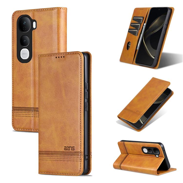 Custodia per telefono in pelle con texture di vitello magnetica AZNS, For vivo X300 E 5G, For vivo V60 Lite 5G, For vivo Y400 Pro 5G, For vivo S30 Pro mini