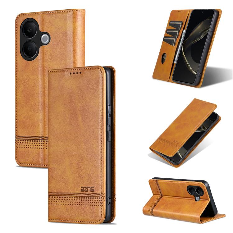 Custodia per telefono in pelle con texture di vitello magnetica AZNS, For vivo X300 E 5G, For vivo V60 Lite 5G, For vivo Y400 Pro 5G, For vivo S30 Pro mini